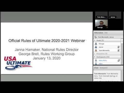 Video Thumbnail: STAR Webinar: Official Rules of Ultimate 2020-2021