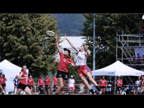 Video Thumbnail: 2019 WFDF World U-24 Championships: USA vs. CAN Women’s Highlights